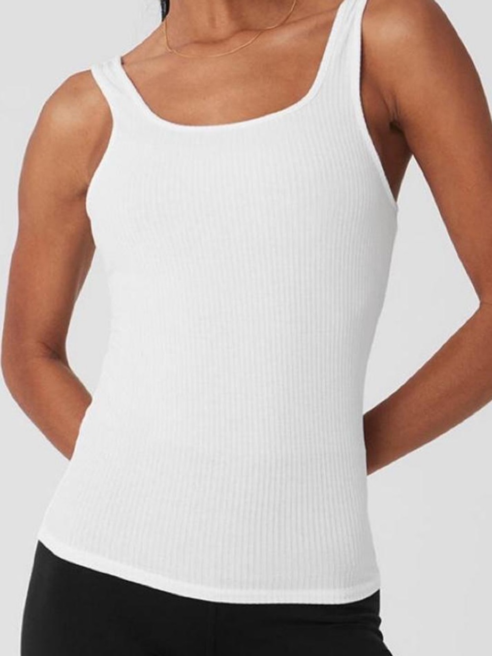 ALO Yoga White Ribbed Scoop Tank Top